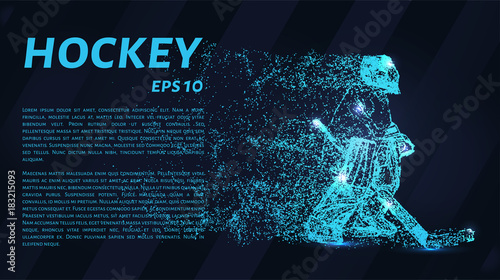 Hockey from the particles. The goalkeeper consists of circles and points. Vector illustration
