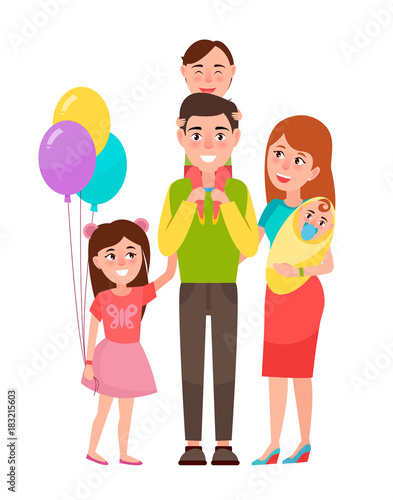 Big Happy Family Icon Vector Illustration