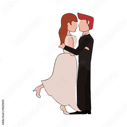 Bride and fiance cartoon icon vector illustration graphic design