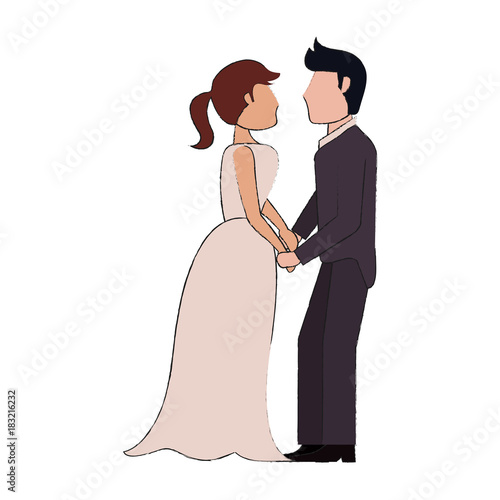 Bride and fiance cartoon icon vector illustration graphic design