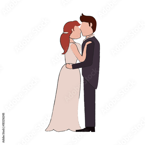Bride and fiance cartoon icon vector illustration graphic design
