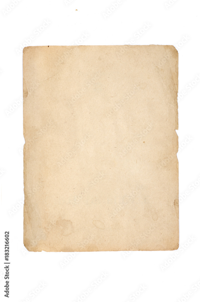 Vintage blank book page isolated on white