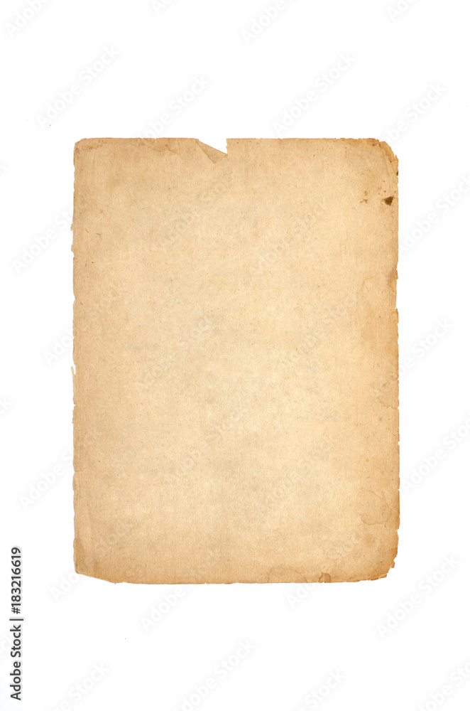 Vintage blank book page isolated on white