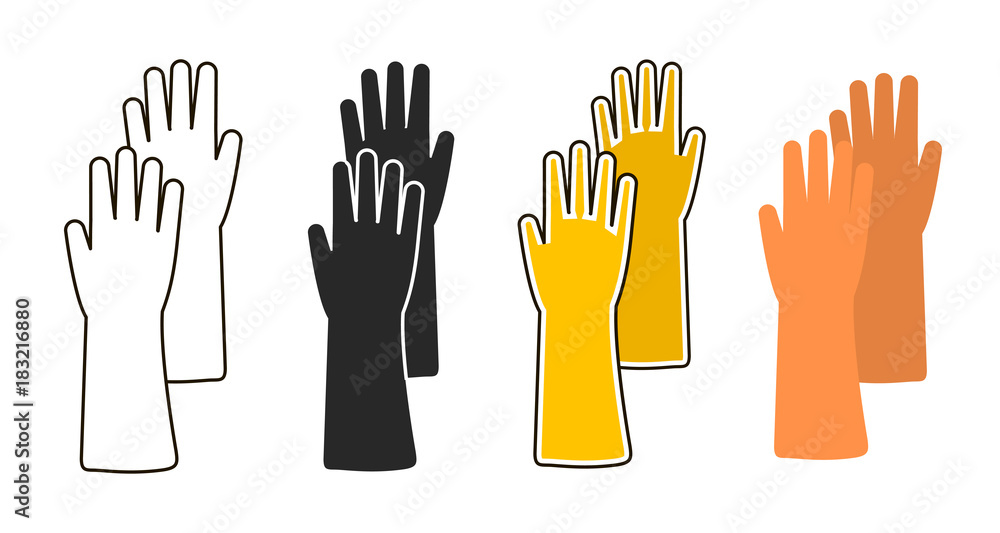Flat icon of rubber glove Flat icon of rubber glove