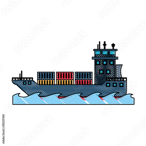 Freigther cargo ship icon vector illustration graphic design
