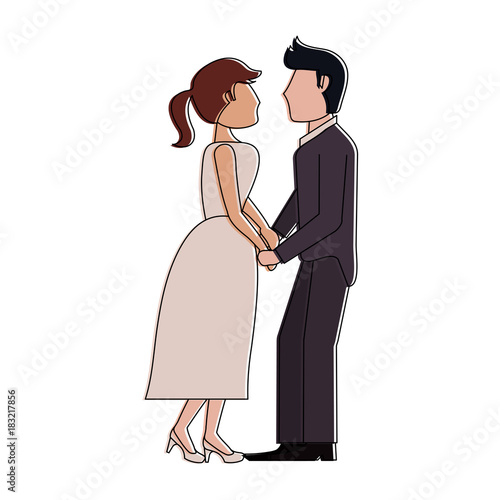 Bride and fiance cartoon icon vector illustration graphic design