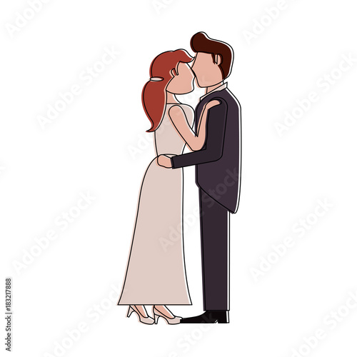 Bride and fiance cartoon icon vector illustration graphic design