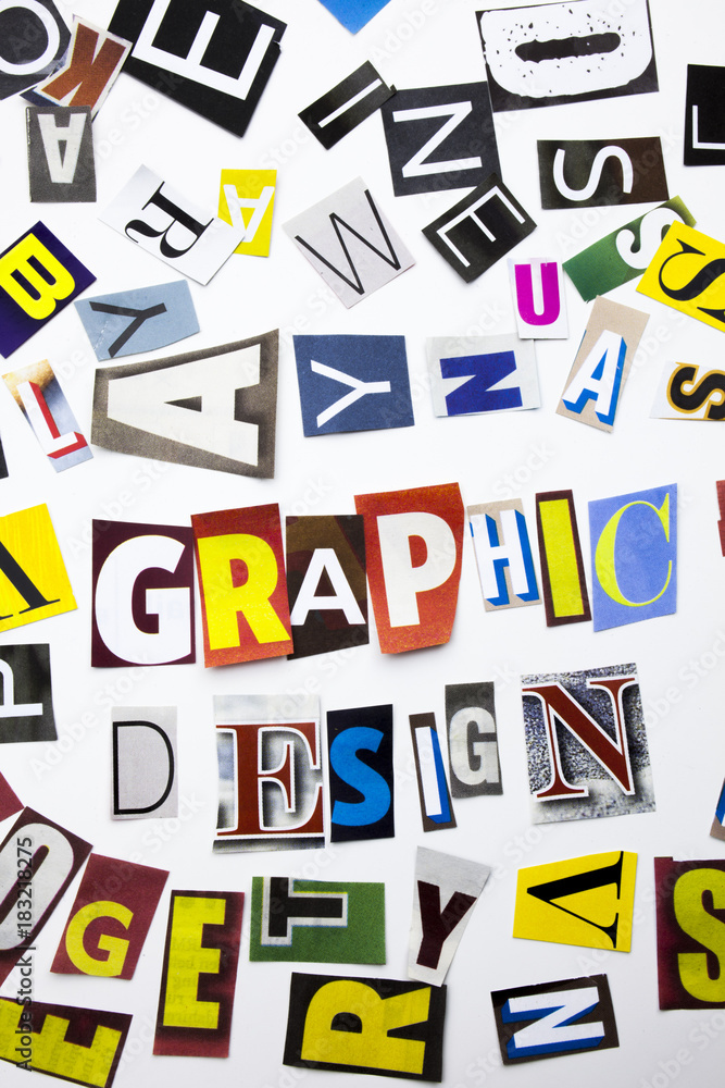 A word writing text showing concept of Graphic Design made of different magazine newspaper letter for Business case on the white background with copy space A word writing text showing concept of Graphic Design made of different magazine newspaper letter for Business case on the white background with copy space