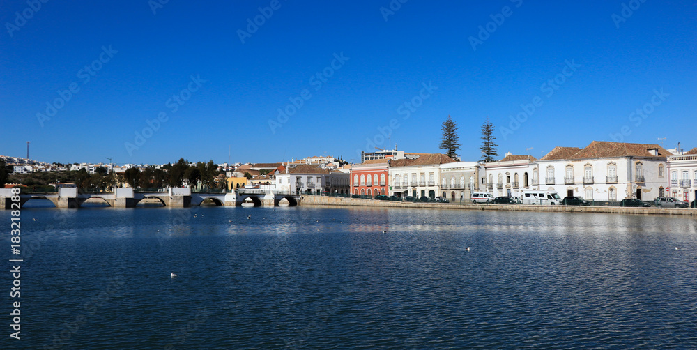 Beautiful panorama of Tavira town in Algarve, Portugal.