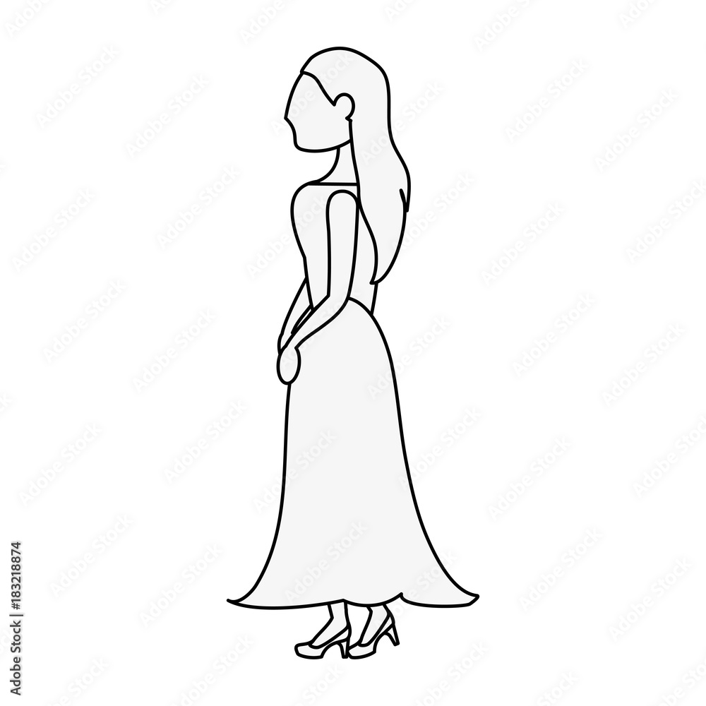 Bride with beautiful dress icon vector illustration graphic design Bride with beautiful dress icon vector illustration graphic design