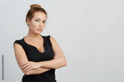 Obraz na plátně Emotional beautiful young adult woman portrait