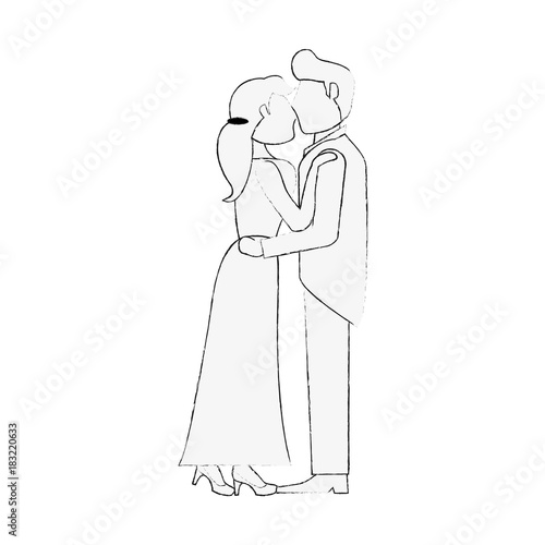 Bride and fiance cartoon icon vector illustration graphic design