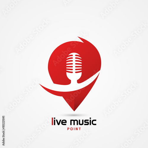 Live music symbol. Retro microphone. Karaoke club