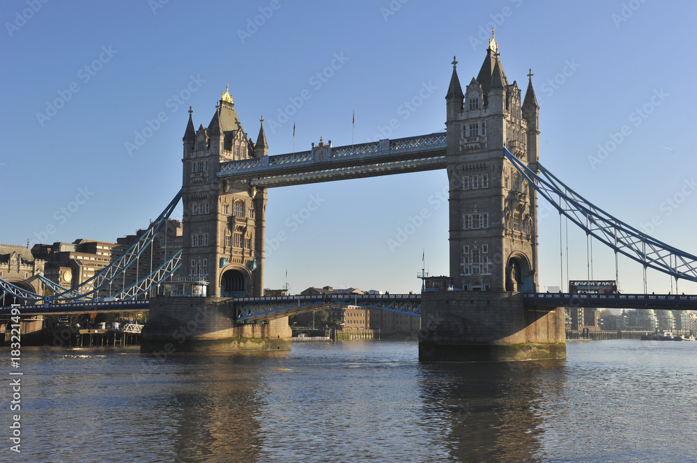 London Tower Bridge and Thames River in the autumn