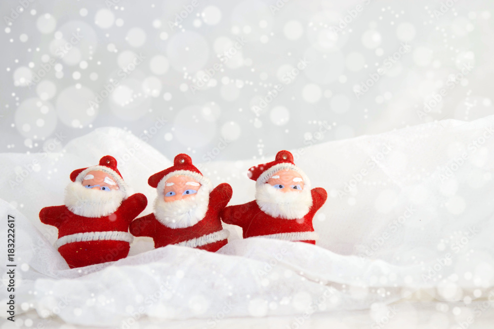 Santa Claus on a white background with a bokeh background Santa Claus on a white background with a bokeh background