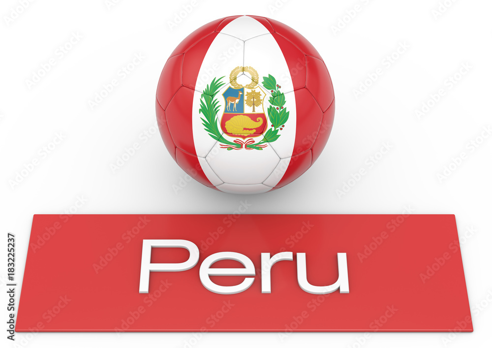 Obraz premium Fußball mit Flagge Peru, Version 3, 3D-Rendering