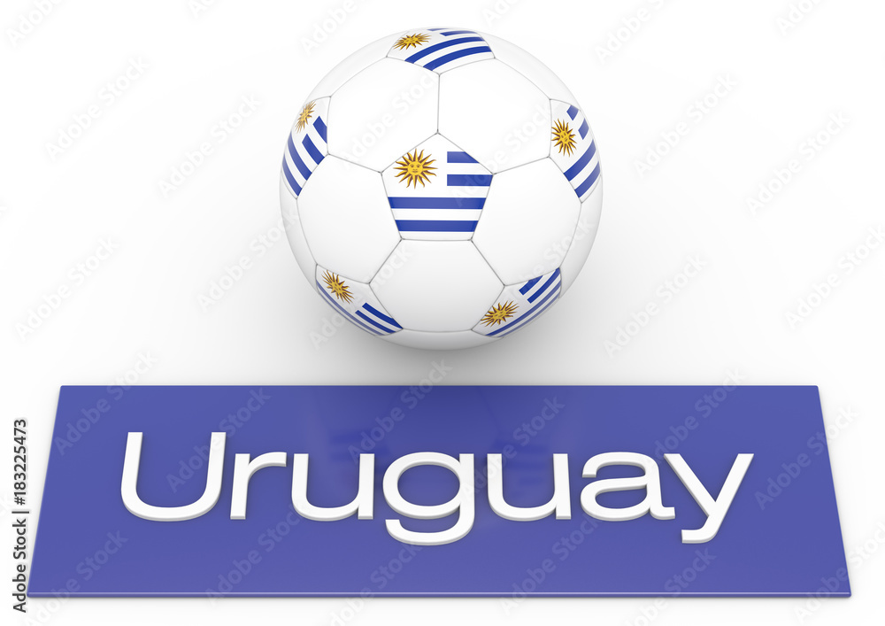 Fußball mit Flagge Uruguay, Version 2, 3D-Rendering