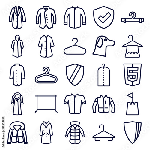 Set of 25 coat outline icons