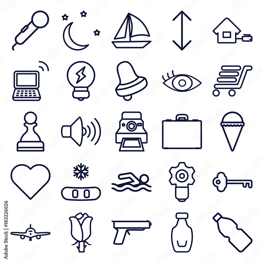Fototapeta premium Set of 25 simple outline icons