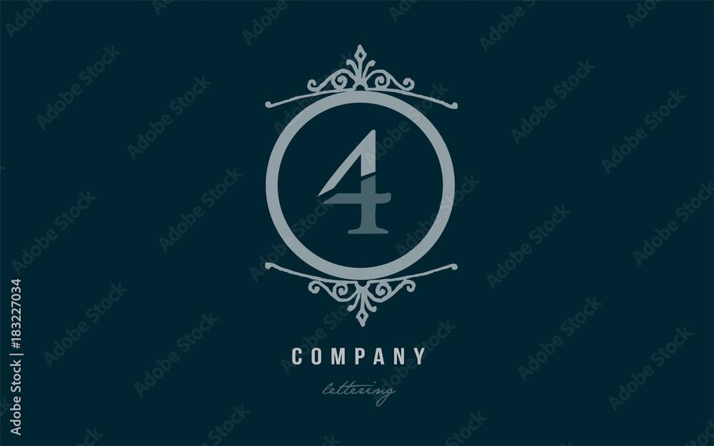 4 four blue decorative monogram number numeral digit logo icon design 4 four blue decorative monogram number numeral digit logo icon design