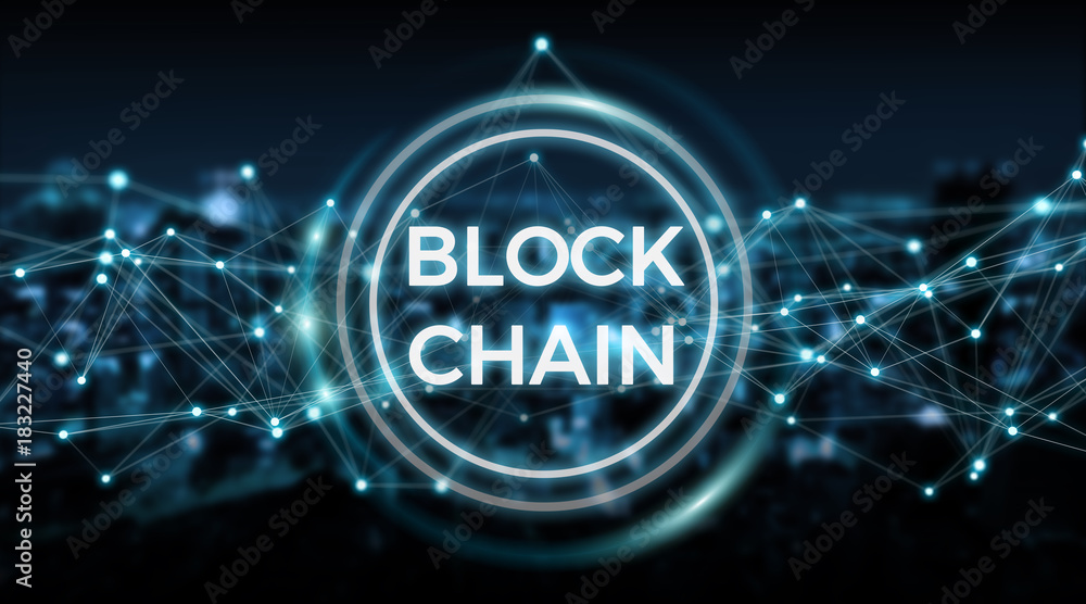 Blockchain connection background 3D rendering