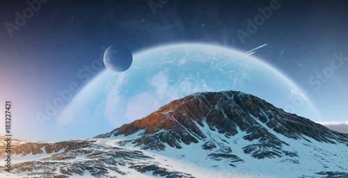 Fototapeta Naklejka Na Ścianę i Meble -  Exoplanets in space 3D rendering elements of this image furnished by NASA