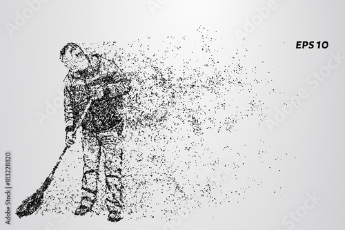 The janitor of the particles. The cleaner consists of small circles and dots.