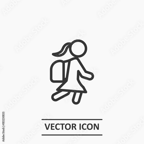 Outline schoolgirl icon illustration vector symbol