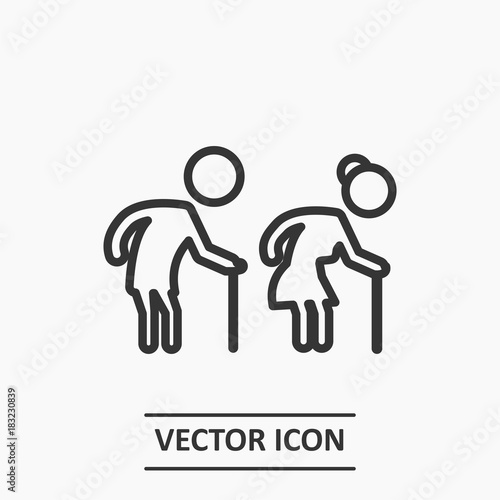 Outline Old woman and man icon illustration vector symbol