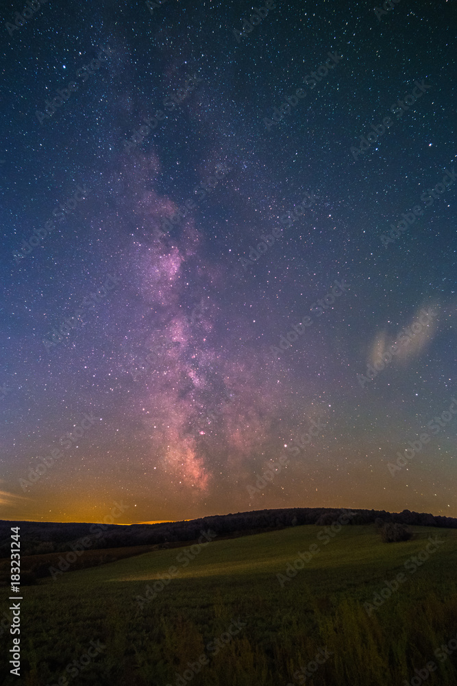 The center of the Milky Way as seen from Battenberg in the Palatinate Forest in Germany.