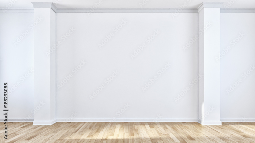 Modern bright interiors empty room 3D rendering illustration Modern bright interiors empty room 3D rendering illustration