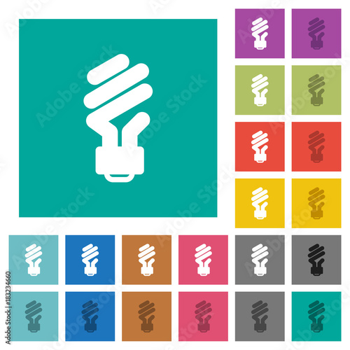Energy saving fluorescent light bulb square flat multi colored icons