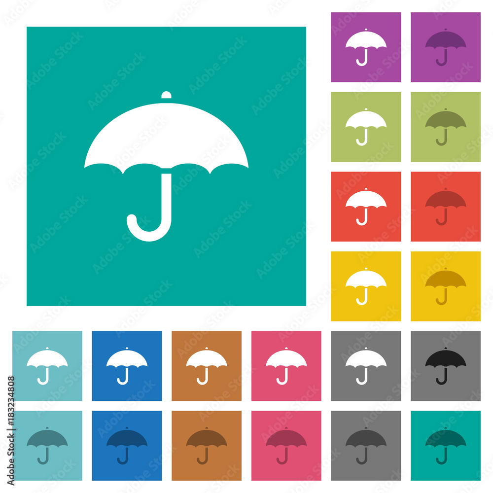 Umbrella square flat multi colored icons Umbrella square flat multi colored icons