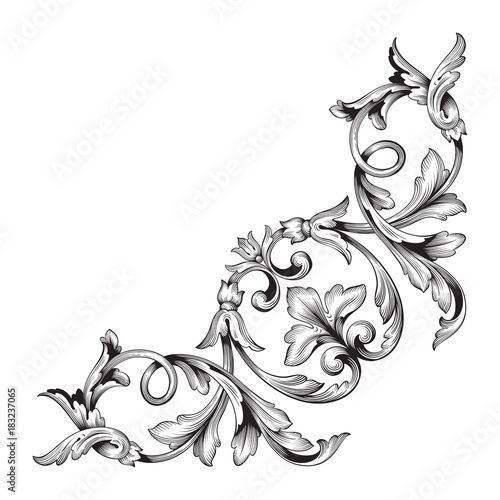 Classical baroque ornament vector 