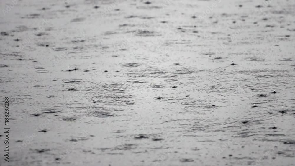 Drops rain on water surface of ocean. Black and white background. Details close up. Drops rain on water surface of ocean. Black and white background. Details close up.