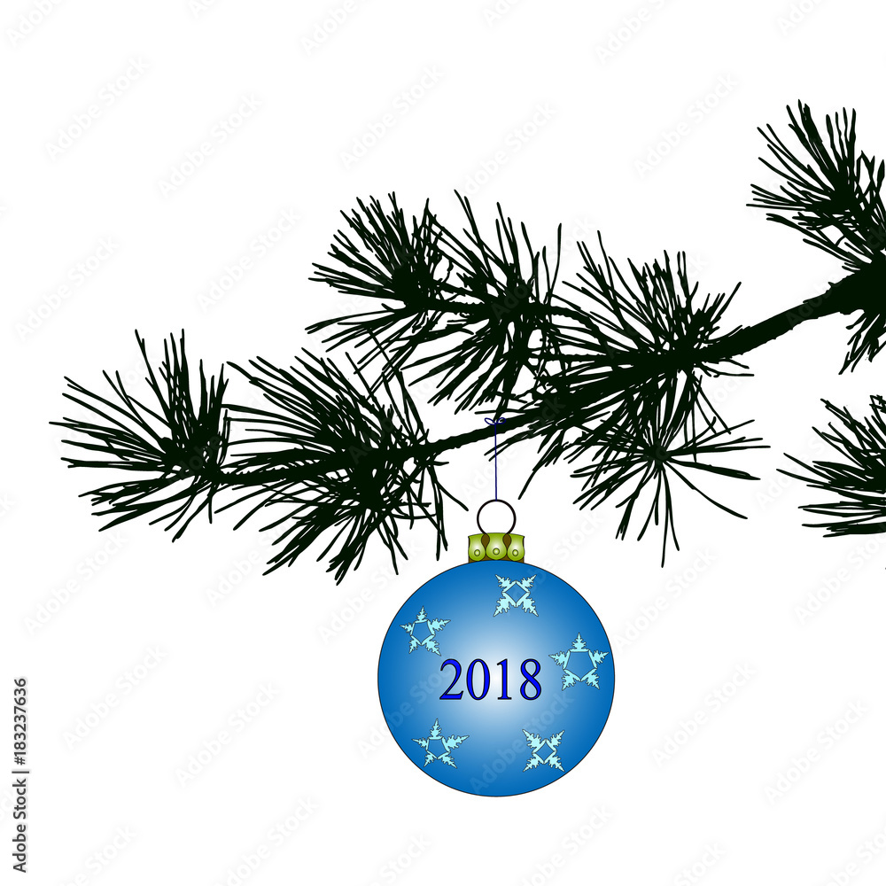 Christmas Vector Decorations With Realistic pine tree silhouette and Christmas Ball (Vector illustration).ai10