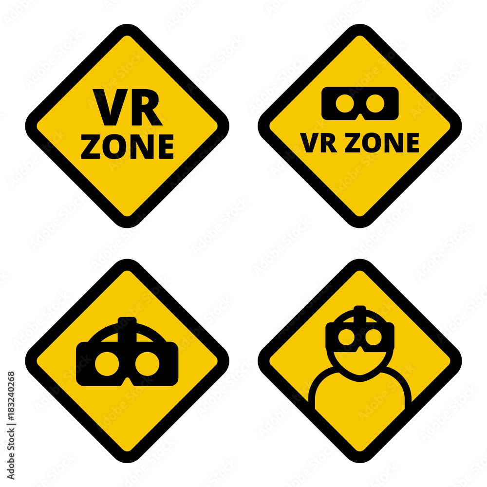 VR zone caution sign vector VR zone caution sign vector