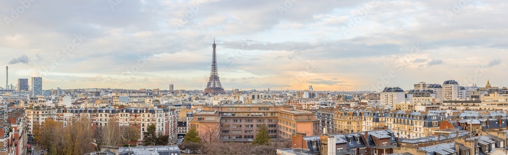 Paris skyline Eiffel tower - obrazy, fototapety, plakaty 