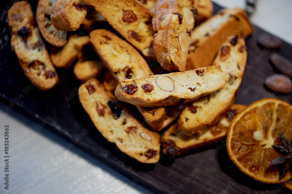 Cookie biscotti. The atmosphere of warmth and coziness. . Macro Cookie biscotti. The atmosphere of warmth and coziness. . Macro