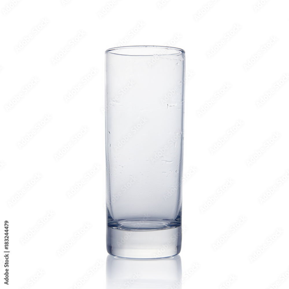 Glass tumbler on white background. tall glass, H20 Glass tumbler on white background. tall glass, H20