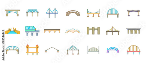 Bridge icon set, cartoon style
