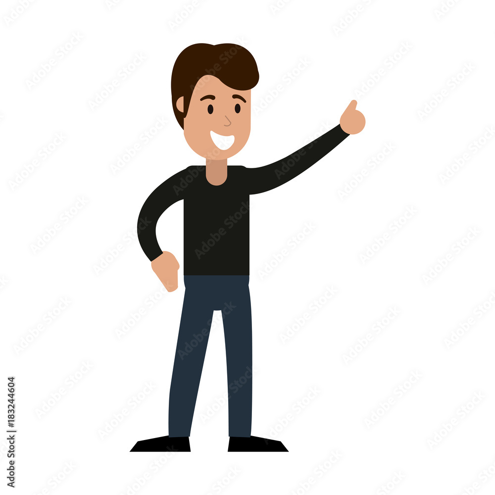 Young man celebrating cartoon icon vector illustration graphic design