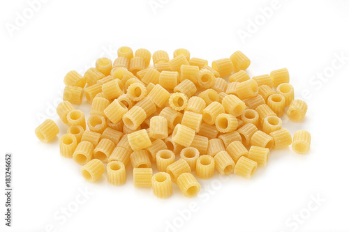 pasta ditalini on white background
