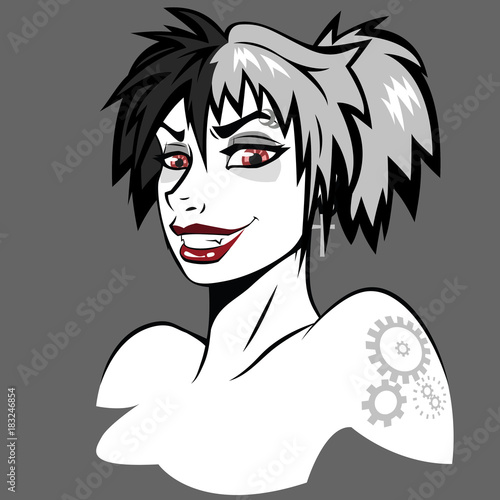 Cartoon character, girl, goth