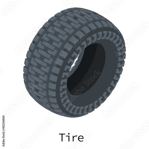 Tire icon, isometric 3d style