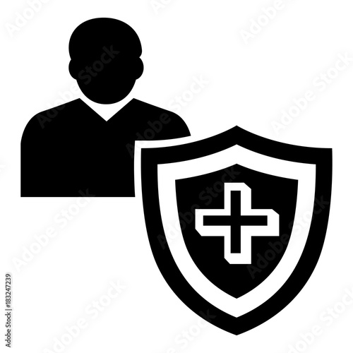 Patient protection icon, simple black style