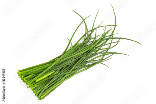 fresh chives isolated on white