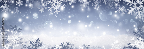 Snowflakes Falling On Snow - Winter Banner
