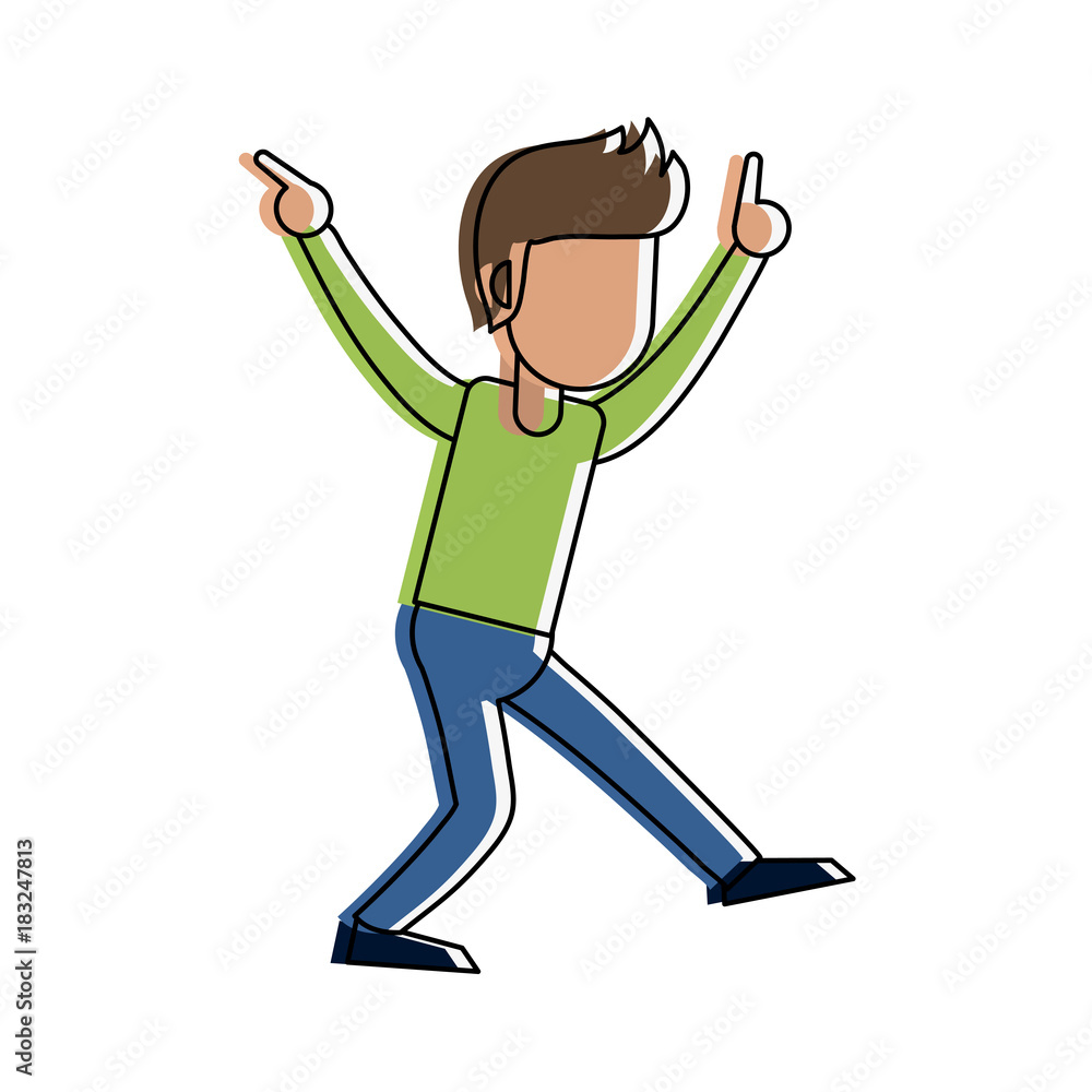 Young man celebrating cartoon icon vector illustration graphic design Young man celebrating cartoon icon vector illustration graphic design