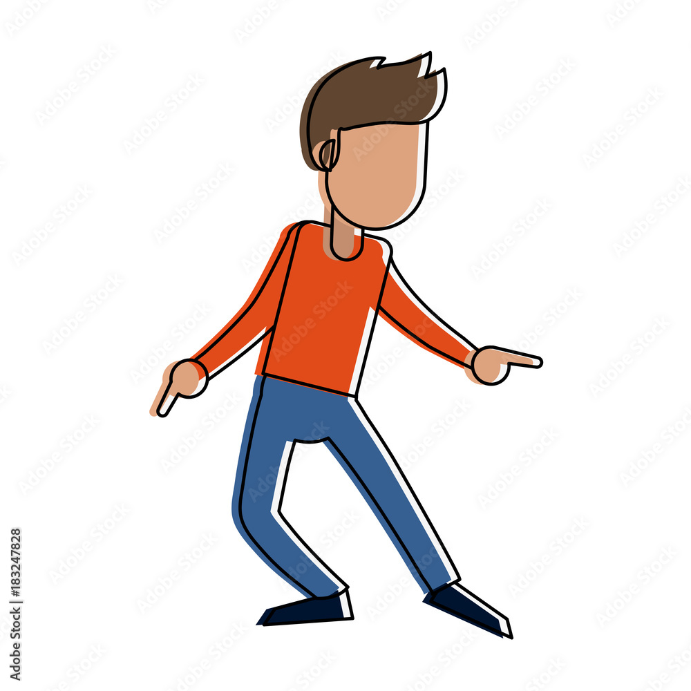 Young man celebrating cartoon icon vector illustration graphic design Young man celebrating cartoon icon vector illustration graphic design